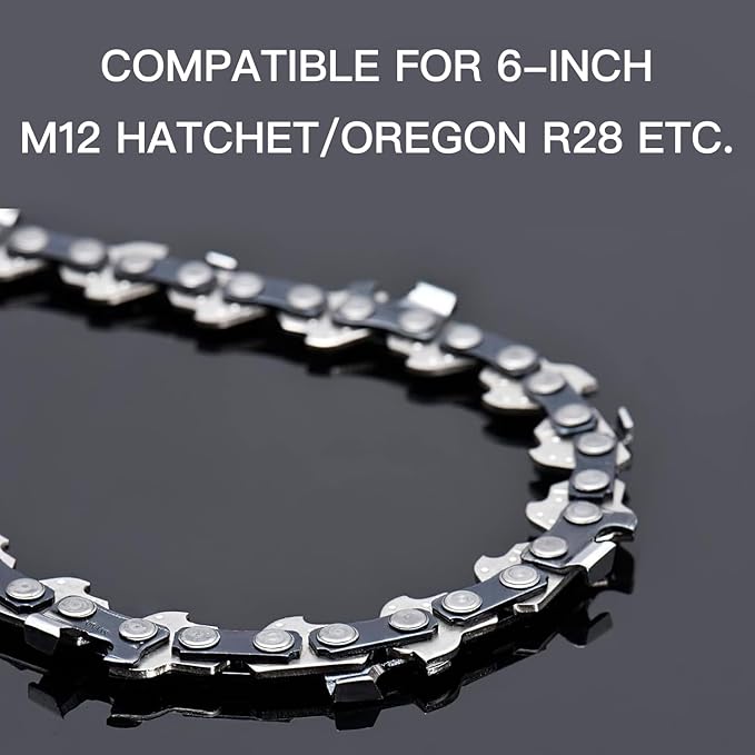 6 Inch Chainsaw Chain 3/8" LP Pitch .043" Gauge 28 Drive Links, 6" Replacement Chains Fit Milwaukee M12, 2527-20, Craftsman CMCCSL621D1, Remington, Kobalt R28-2 Chains