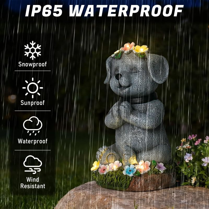 Solar Dog Figurines Garden Decor