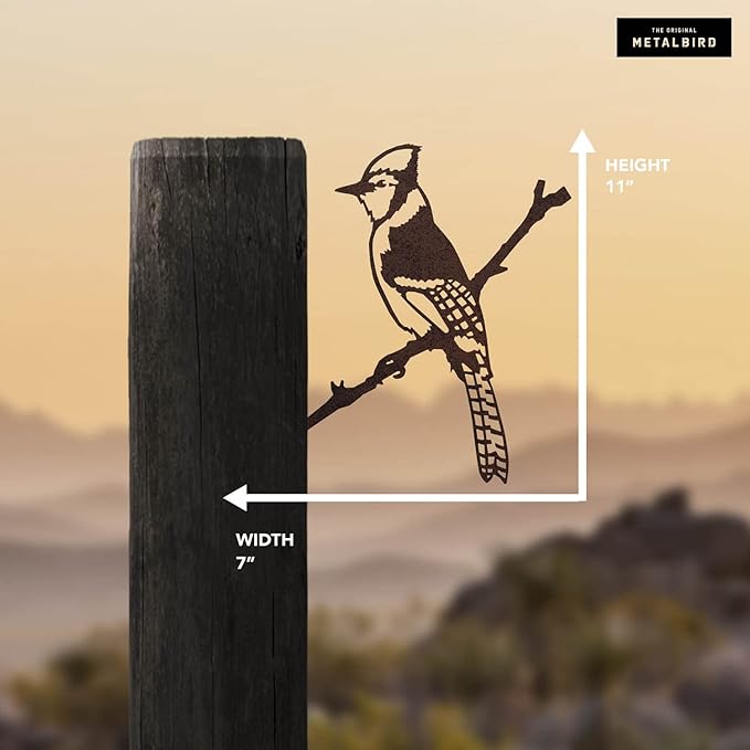 METALBIRD - Blue Jay - Outdoor Tree Ornaments in Corten Steel - Metal Art Proudly Made in The USA