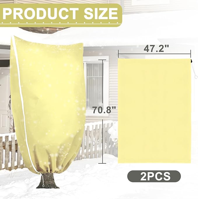 DQS 2 Pack Plant Covers Freeze Protection, 47.2" x70.8" Winter Frost Protection Blankets Frost Cloth,Suitable for Outdoor Winter Frost, Cold Weather, shrubs, Trees, Jackets, and coverings
