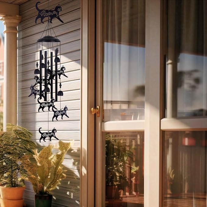 Cats Wind Chimes Outside Decor, Memorial WindChimes, Mobile Bells, Music Wind Catcher, Cat Wind Chimes for Home, Tree, Yard, Patio, Garden Decoration, Gifts for Cat Lovers, Festival Gifts for Mom