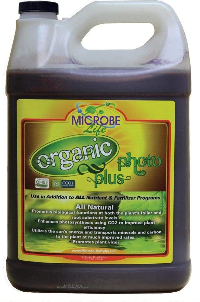 Microbe Life Hydroponics Premium Organic Photosynthesis Plus to Grow Fruits, Vegetables, and Herbs, Use with Any Feeding Systems Including Hydroponics or Soil, 1 Gallon