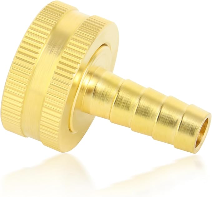 2Pcs 3/8 Barb to 3/4 GHT Female Thread Brass Garden Hose Pipe Connector, Hose Swivel Adapter for Garden Hose Repair