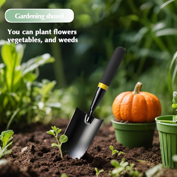 Garden Trowel - Metal Hand Shovel with Rubber Handle. This Garden Hand Trowel is Easy to use and Suitable for Soil Planting, Digging, transplanting and Outdoor Exploration Activities.