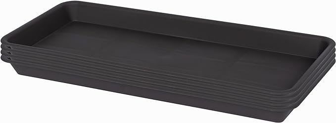 4 Pack of Plastic Plant Tray Saucer Rectangular 17 18 inch, Planter Trays Saucers for Indoors Outdoor, Plant Water Drip Trays for Flower Pot Planter, Windowsill Plants Tray (7.8 X 17.5'', Black)