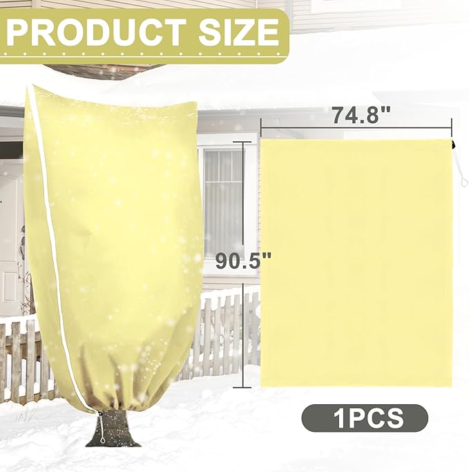 DQS Plant Covers Freeze Protection, 74.8" x90.5" Winter Frost Protection Blankets Frost Cloth,Suitable for Outdoor Winter Frost, Cold Weather, shrubs, Trees, Jackets, and coverings