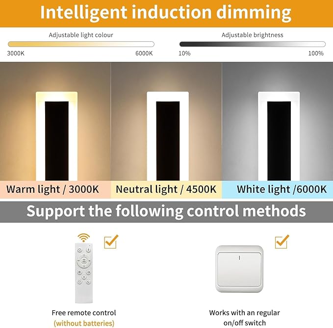 Upgrade Widened 2 Pack Modern Outdoor Wall Light Fixtures, 39.3inch Dimmable LED Wall Sconce 3000K-6000K, IP65 Waterproof, Long Linear Wall Lamps Lighting for Porch, Patio, Garage with Remote Control