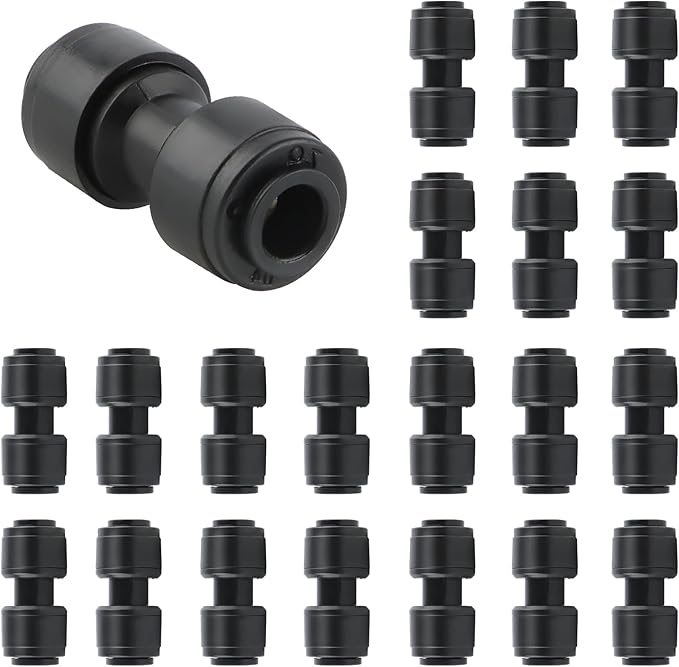 Kalolary 30PCS Quick Connect 1/4" Drip Irrigation Coupling Connectors, Drip Irrigation Part for 1/4 Inch Irrigation Tubing 2-Way Connectors Leak Free Straights Fittings for Drip Irrigation System
