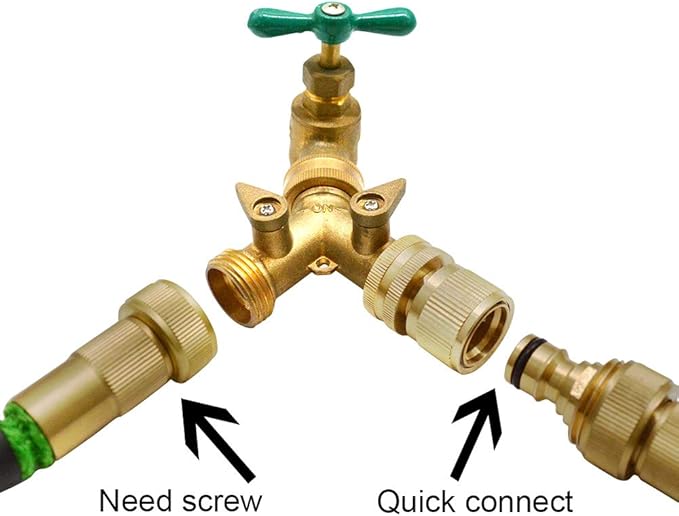 HQMPC Garden Hose Quick Connect Solid Brass Quick Connector Garden Hose Fitting Water Hose Connectors 3/4 inch GHT (2SETS)