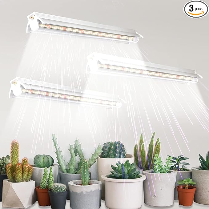 T5 Grow Lights 1.4Ft, 5000K White Full Spectrum LED Plant Growing Lamp Strips for Indoor Plants, Seeds Starting, Succulents, High PPFD with V-Shaped Reflector