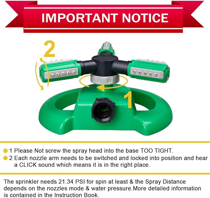 Lawn Sprinkler, Automatic Garden Irrigation System, Upgrade 360 Degree Rotation Irrigation System, Large Area Coverage, Sprinkler for Yard, Lawn, Kids and Garden-1Pack(Light Green)