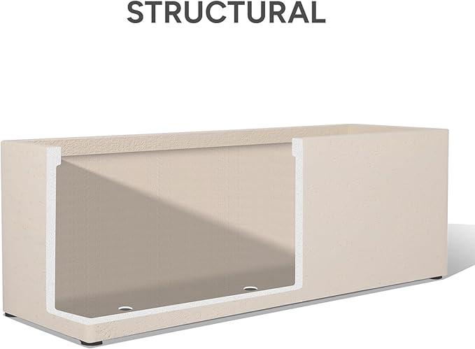 42 Inch Rectangular Concrete Planter(42Lx14Wx15H,58 Pounds),Durable All-Weather Use with Drainage Holes,Large Rectangular Planter for Outdoor Indoor Plants