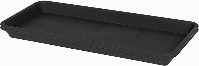 2 Pack Plastic Plant Saucer, Rectangular, Indoors Outdoor, Drip Tray for Flower Pot, Windowsill (6 X 11 Inch, Black)