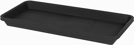 2 Pack Plastic Plant Tray Saucer, Rectangular, Indoors Outdoor, Water Drip Tray for Flower Pot Planter, Windowsill (6.5 X 13 Inch, Black)