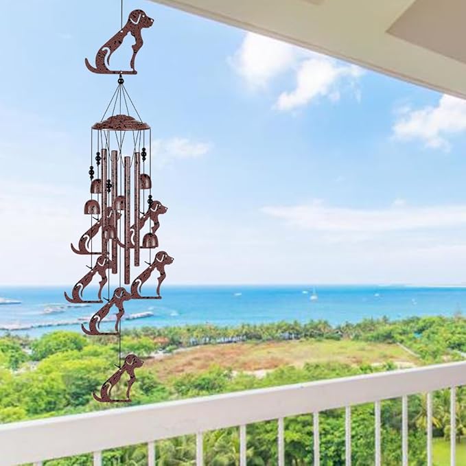 Garden Dog Wind Chimes Decoration, Blessing Wind Bells, Outdoor Wind Chime, Mobile Wind Catcher, Memorial Wind Chime, Dog Decor, 7 Puppys Windchimes Gifts for Mom, Home, Balcony, Tree, Festival Decor