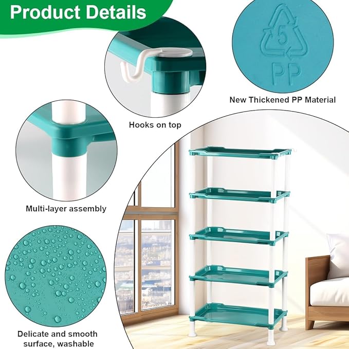 5-Tier Seed Stand with 5 Trays, Seed Starting Rack Propagation Rack Kit for Stackable Seedling Tray Seedling Staging Table for Indoor Outdoor Growing(Blue)
