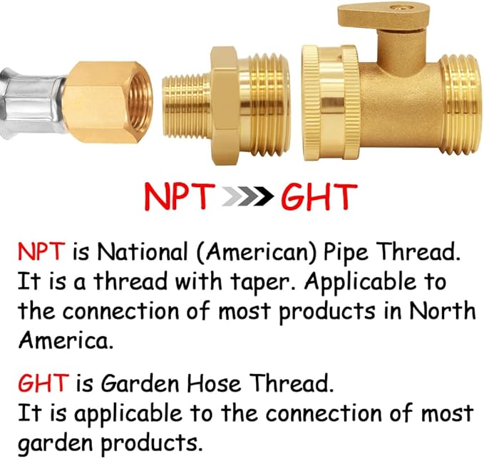 2PCS Brass Garden Hose Adapter 3/4"GHT Male to 3/8"NPT Male Thread Reducer Water Hose Nipple Reducing Convert Pipe Fittings Connector