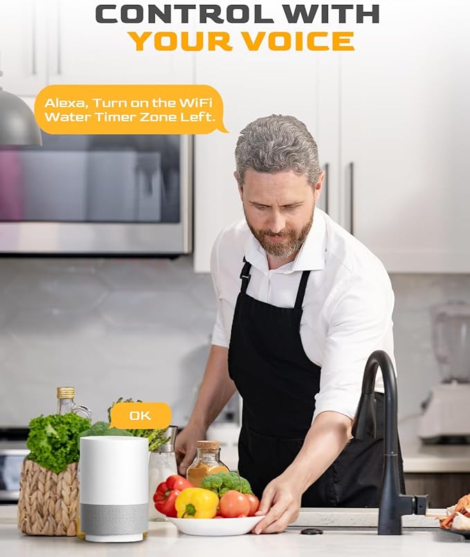 RAINPOINT WiFi Water Timer with Brass Inlet, 2 Outlets Sprinkler Timer,Automatic Irrigation System Controller, APP & Voice Control, Irrigation by Weather/Quantity/Soil Moisture