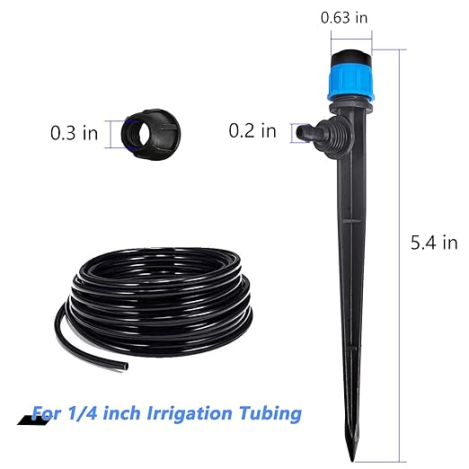 50Pcs Drip Irrigation Emitters with Lock, Adjustable 360 Degree Water Flow Irrigation Drippers for 1/4 inch Drip Irrigation Tubing, Micro Spray Drip System Parts for Garden Irrigation System