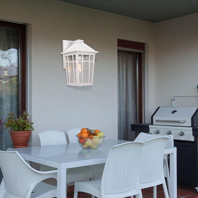 Darkaway Outdoor Sconce Lights Wall Light Fixtures, 14inch Large Porch Light Outdoor Wall Anti-Rust Waterproof Aluminum with Glass Exterior Light Fixture for Patio Yard Doorway Garage (Large, White)
