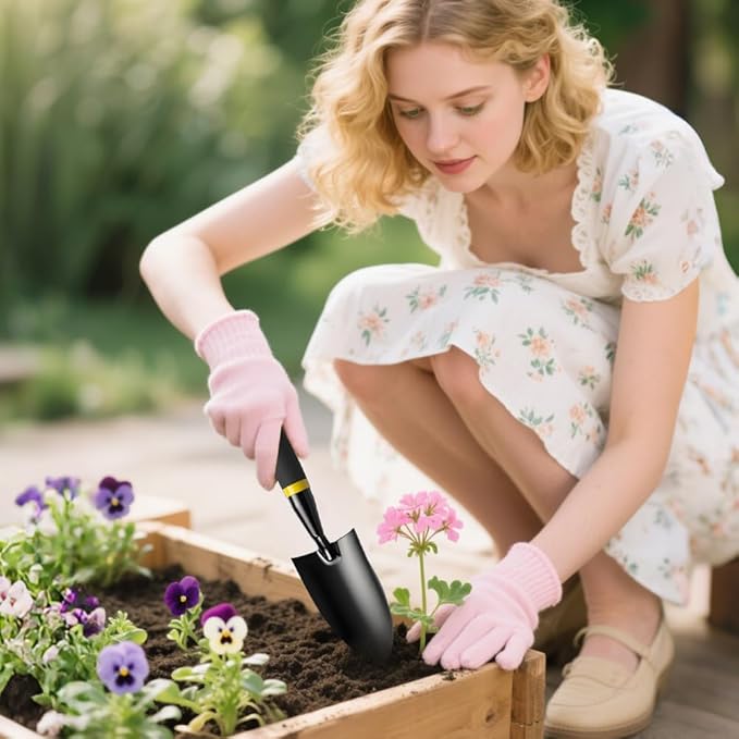 Garden Trowel - Metal Hand Shovel with Rubber Handle. This Garden Hand Trowel is Easy to use and Suitable for Soil Planting, Digging, transplanting and Outdoor Exploration Activities.