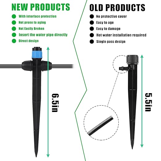 25 Pcs Drip Irrigation Fan Emitter for 1/4" Irrigation Tubing, Adjustable Water Flow Irrigation Spary Dripper with Stake Drip Micro Drip Irrigation Sprayer Emitter for Irrigation Watering System