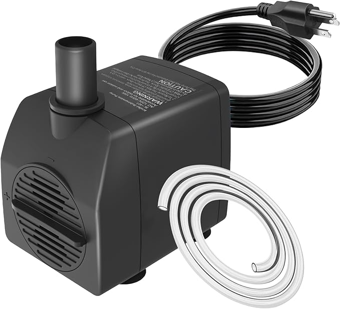 Submersible Pump 200GPH with AUTO-Shut-Off 5.2ft High Lift for Fountains, Hydroponics, Ponds, Aquariums & More
