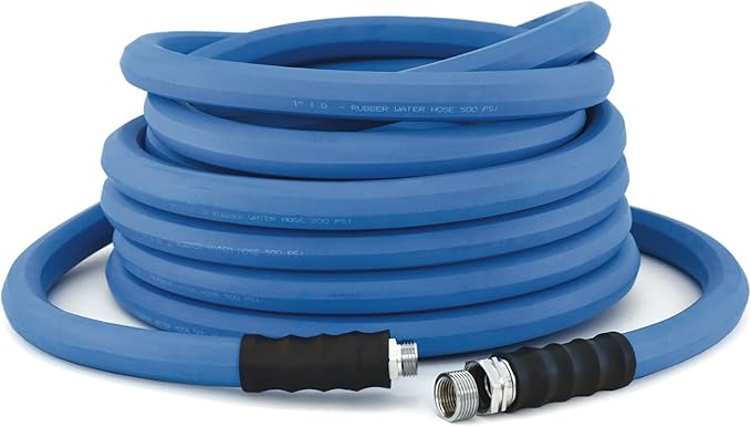 BluSeal Hot/Cold Water Rubber Garden Hose, 100% Rubber, Ultra-Light, Super Strong, 500 PSI, 50F to 190F Degrees, High Strength Polyester Braided (5/8" x 25')