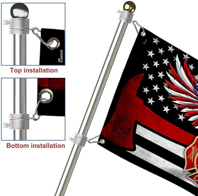 FLAGWIX American Firefighter Grommet Flag - The Thin Red Line THH3382GFv1, 3x5 ft., No Pole Rings - USA Heavy Duty Canvas Cotton - Durable Indoor Outdoor