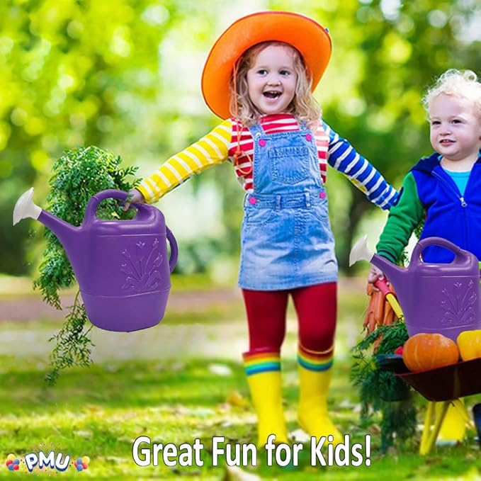 PMU 2 Gallon Watering Can - Garden Watering Can for Indoor & Outdoor Plants - Plastic Water Can with Detachable Sprinkler Head - Large Water Pot, Made in USA - Purple Pkg/1