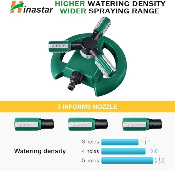 Automatic Garden Water Sprinkler, 360 Degree Rotation Irrigation System, Large Area Coverage, for Yard, Lawn, Garden - 2 Pack (Deep Green)