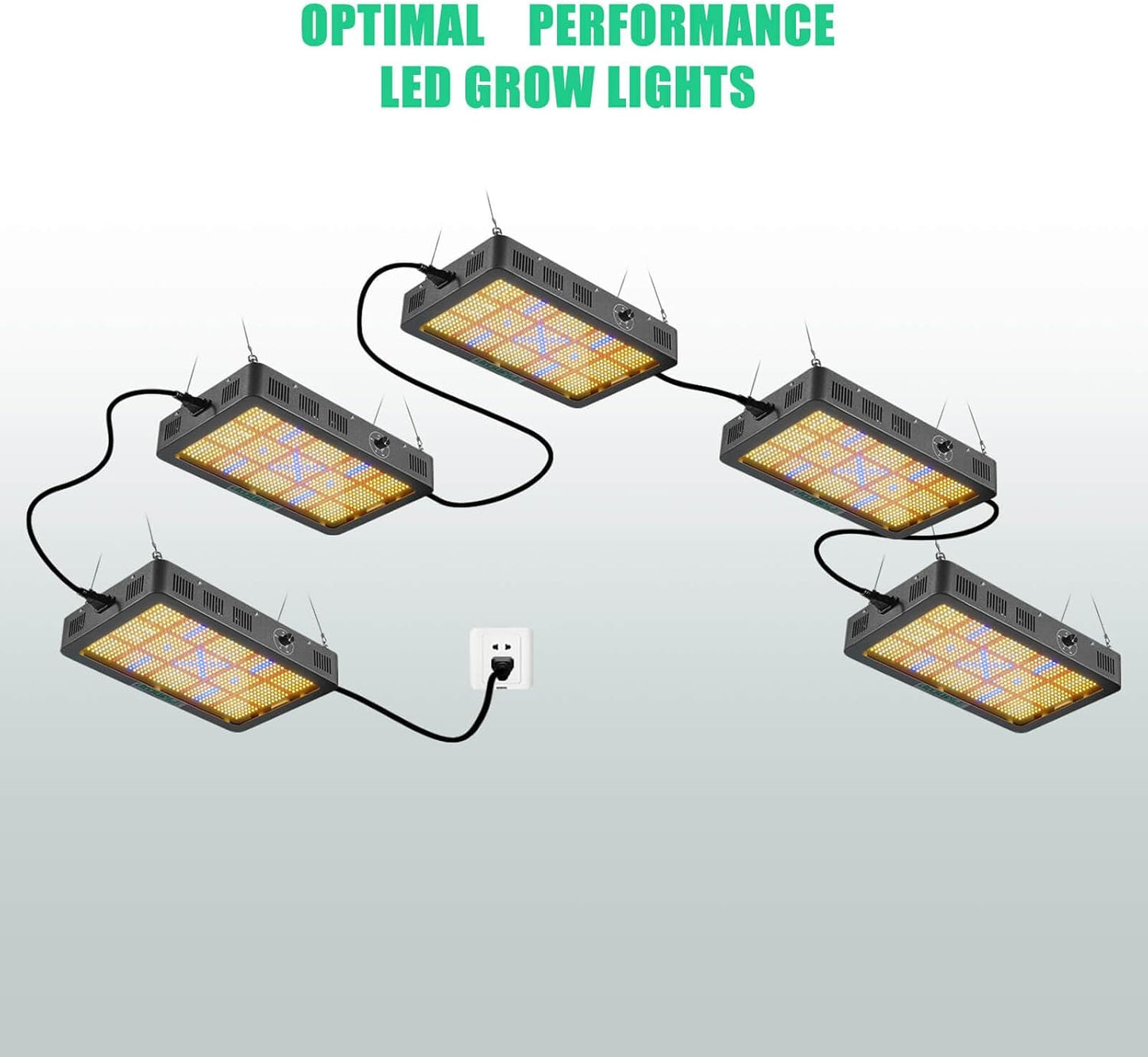 LED Grow Light Dimmable, 200W Full Spectrum for Indoor Plants with Daisy Chain Function