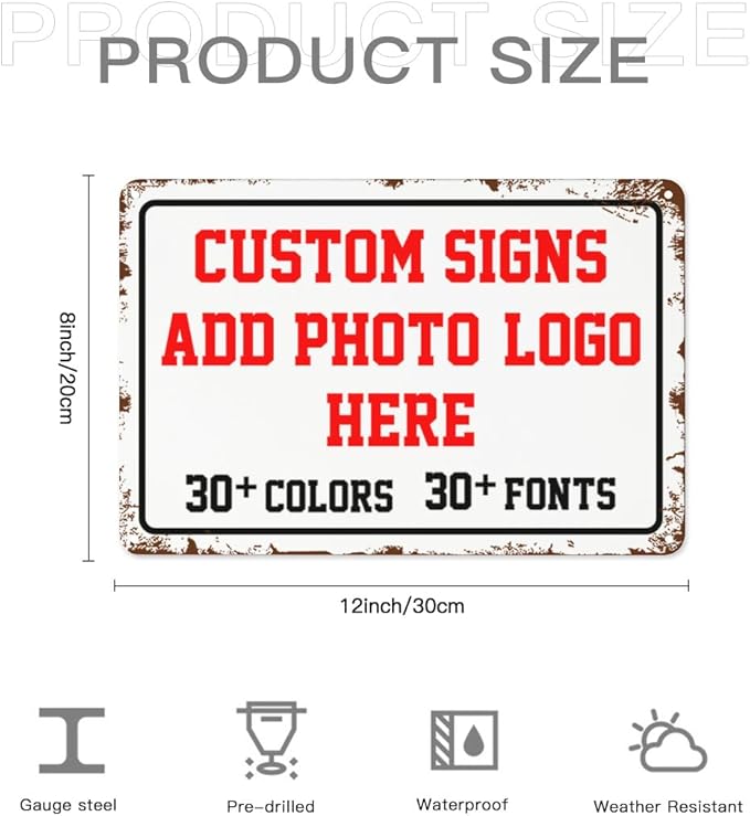 Custom Metal Parking Signs - 12x8inch Personalized for Business, Intersections, Roads, Gardens, Workplaces, Offices, Homes - Hazard Decorative