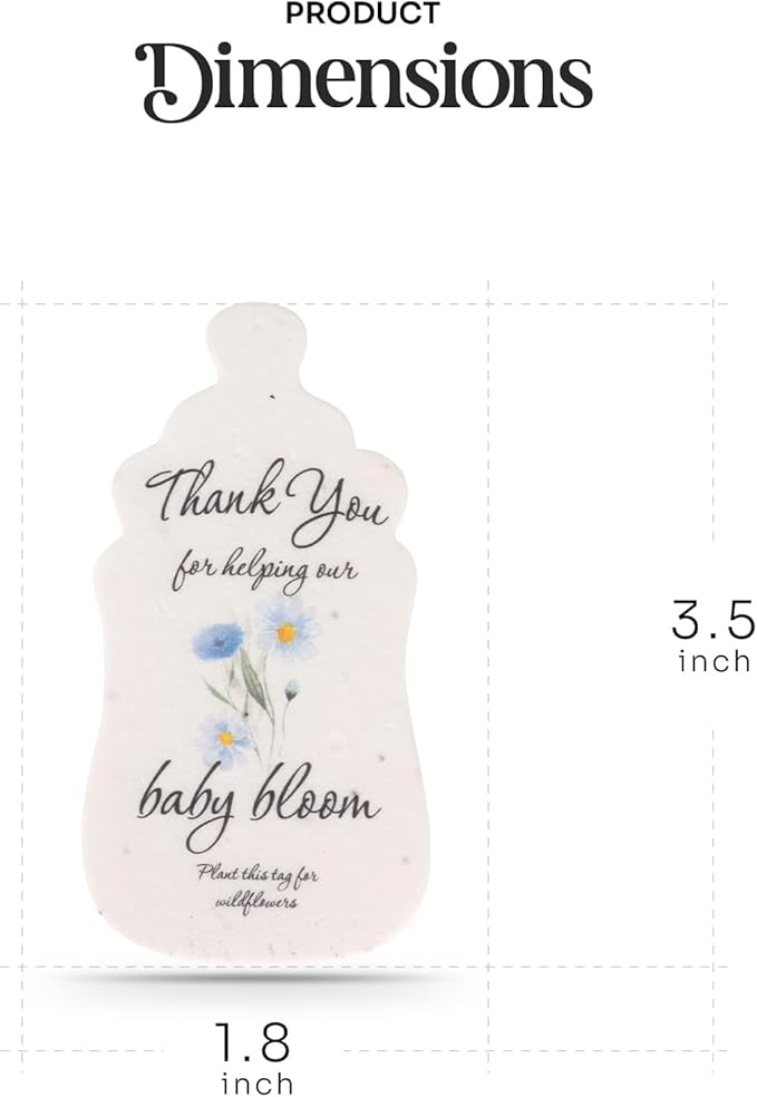 Baby Bottle Shaped Seed Paper – 5 Blue Baby Shower Favors for Guests with Wildflower Seeds, Writable & Plantable, Gender Reveal, Birthday Gifts for Guest
