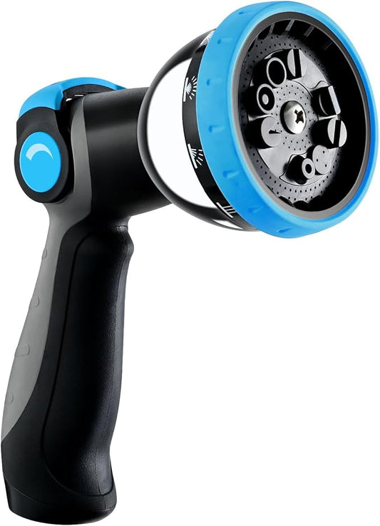 Garden Hose Nozzle, Heavy-Duty Water Hose Sprayer Nozzle with 10 Spray Patterns, Ergonomic Non-Slip Grip, Leak-Free Design, Fits All Standard Garden Hoses for Watering, Car Washing, Cleaning