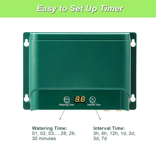 Lewisia 10W Solar Automatic Drip Irrigation Kit Auto Watering System 115FT for 30 Plants