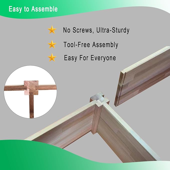 Western Red Cedar Raised Garden Bed (8ft L x 2ft W x 9in H), Wood Planter Box with Multiple Acessories for Growing Herbs, Vegetables, Flowers