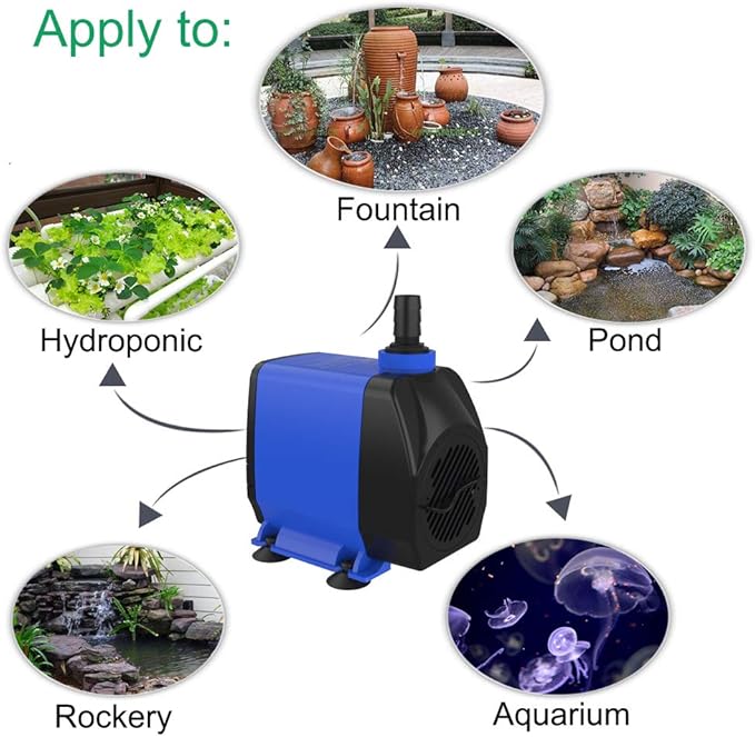 Submersible Pump 1056GPH (4000L/H 85W) Ultra Quiet with Over Heating Protection 9.8ft Power Cord for Fountains, Hydroponics, Ponds, Aquariums & More…