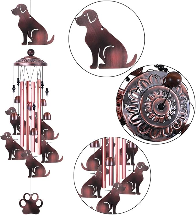36 Inch Dogs Wind Chimes Outdoor/Indoor Decor - Metal Dog Musical Wind Bells, Mobile Romantic Dog Wind Catcher, Outdoor Dogs Wind Chimes Gifts for Mom, Home, Balcony, Trees, Festival Garden Decoration