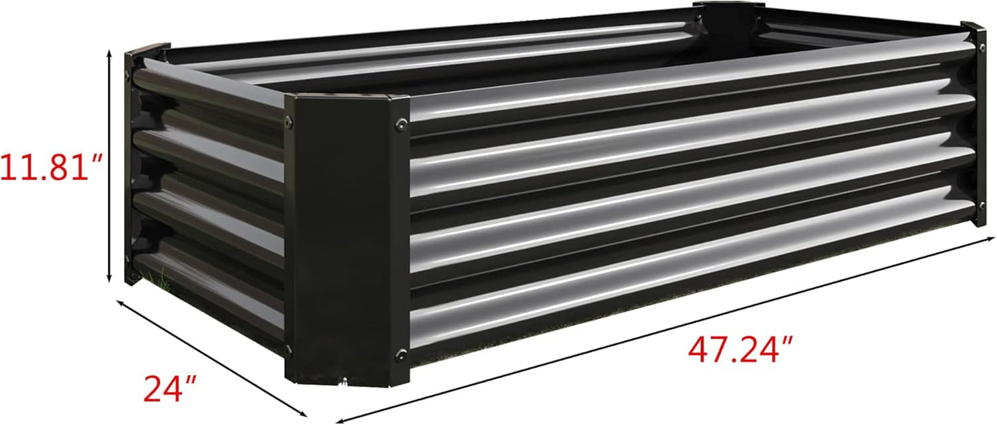 Galvanized Raised Garden Bed for Vegetables,Planter Raised Garden Boxes Outdoor,Metal Raised Garden Beds Steel Kit for Vegetables Flower Herb Patio Black Rectangle
