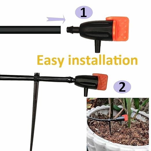 Drip Irrigation System Drip Irrigation Kit 64ft 5/16โID Inche 64FT 1/4 Inch OD Pipe Kits Solutions for Large Gardens with Low Water Pressure Away from The Water Source