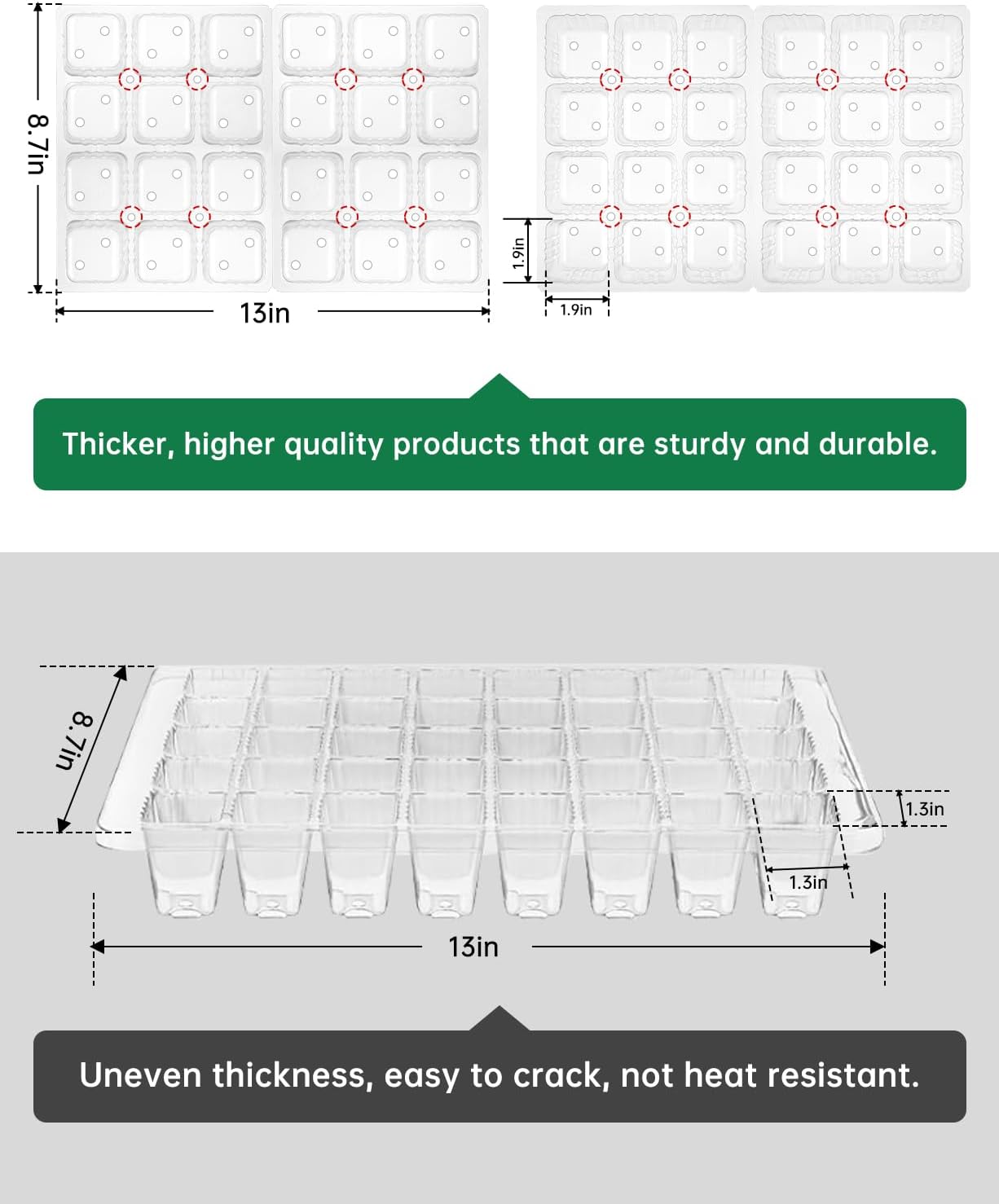 2 Packs Large Seed Starter Tray, Adjustable Brightness and Timer with 48 Full Spectrum LEDs, Seed Starter Kit with Drainage Holes, Tools and Labels for Indoor Plant Growing and Outdoor Gardening