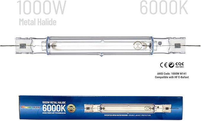 UltraGrow – Classic 1000W DE Double Ended HID Grow Light System with HID Bulb, Dimmable Ballast for Indoor Growing (Classic Open Reflector & MH)