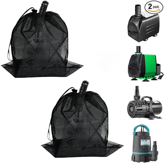 2 Pcs 8" x 10" Pond Pump Cover Filter Bag, Black Media Bag Large Pump Mesh Bag for Outdoor Water Ponds Filters, Water Filter Pump, Outdoor Ponds, Garden, Swimming Pool (2, 8" x 10")