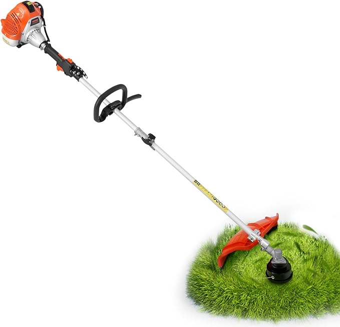 VEVOR String Trimmer, 25.2CC 2-Stroke, Gas Powered Weed Wacker, 16.9" Cordless Grass Trimmer, Multi-Functional Lawn Edger with Shoulder Strap & 3T Blade, Weed Eater for Quick Grass Cleaning