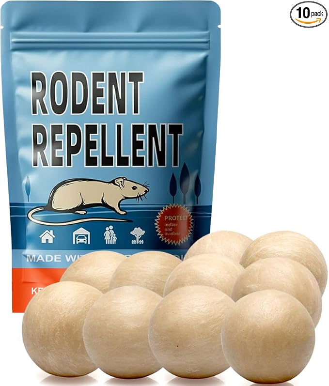 Rodent Repellent, Mouse Repellent, Mice Repellent Indoor, Rat Repellent, Mouse Deterrent for Car, Peppermint Balls for Mice, Keep Mice Out of Garage, Moth Balls for Outdoor Use-10Pcs