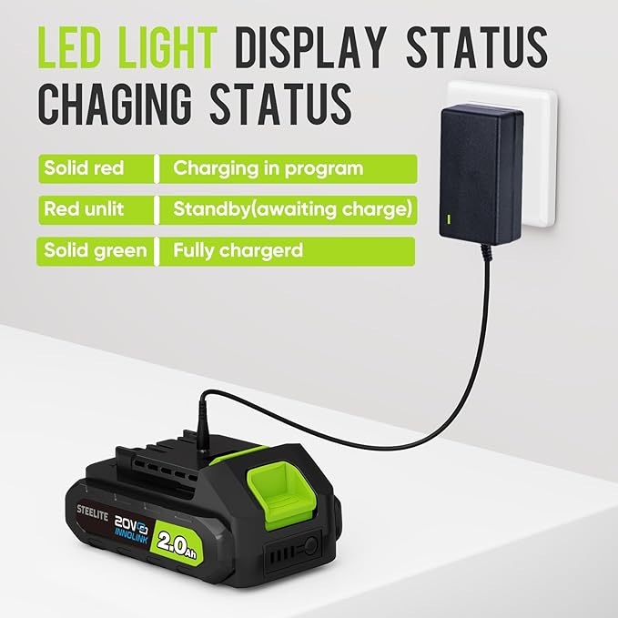 Steelite Leaf Blower Cordless with 2 Battery and Charger, 20V Electric Leaf Blowers, Lightweight Handheld Blower for Lawn Care, Patio, Garden, Grey and Green