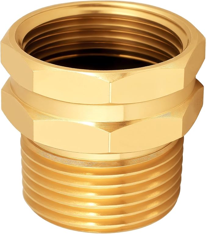 Garden Hose Adapter: Brass 3/4" GHT Female to 3/4" NPT Male Reducer, Leak-Proof Connector (3/4" GHT Female to 3/4" NPT Male, 3-Pack)