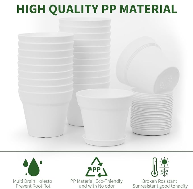 GARDIFE 20 Pack 4 inch Plant pots, planters for Indoor Plants, Flower pots, White