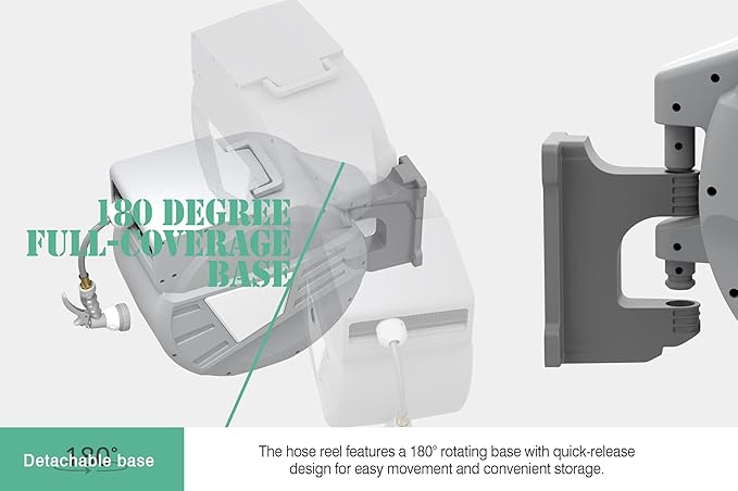 Blütezeit Retractable Garden Hose Reel 5/8'' x 100 ft, Heavy Duty Hose Reel Wall Mount with 3/4''GHT Brass Fitting, Automatic Slow Rewind, Any Length Lock, 180° Swivel, 9 Function Hose Nozzle